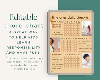 Editable Chore Chart For Kids | Gold | Daily Weekly Schedule | Chore List | Routine Chart | PDF | Printable | GLD
