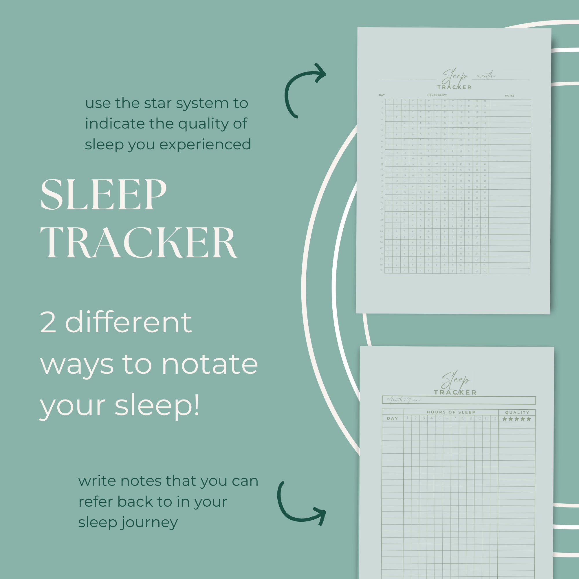 Sleep Tracker Printable | SIMPLE | Monthly Sleep Log | Sleep Quality ...