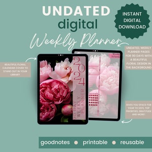 90 Day Planner | Floral | Goodnotes | PDF | Printable | Blush | Pink| 12 Week Year | Smart Goal Planning |BLSH
