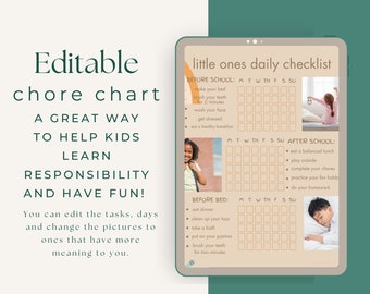 Editable Chore Chart For Kids | Neutral | Daily Weekly Schedule | Chore List | Routine Chart | PDF | Printable | NEU