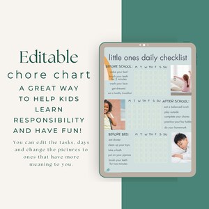Editable Chore Chart For Kids | Modern | Daily Weekly Schedule | Chore List | Routine Chart | PDF | Printable | MDRN