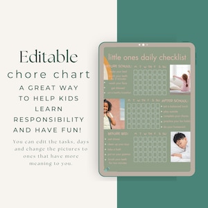 Editable Chore Chart For Kids | Simple | Daily Weekly Schedule | Chore List | Routine Chart | PDF | Printable | SMPL