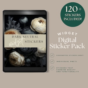 Digitale Aufkleber Neutral | Mini-Widgets | Notizen | Individuelle PNG | Pre zugeschnitten | Grau Creme | Digitaler Planer | Digitale Planung | DRKNEU
