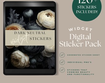 Digital Stickers Neutral | Widgets | Goodnotes | Individual PNG | Pre cropped | Grey Cream | Digital Planner | Digital Planning | DRKNEU