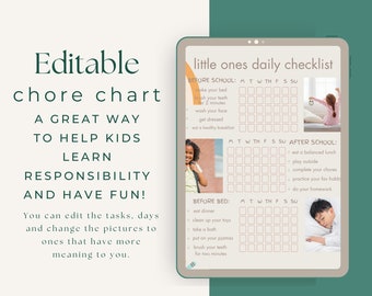 Editable Chore Chart For Kids | Minimalist | Daily Weekly Schedule | Chore List | Routine Chart | PDF | Printable | MNML