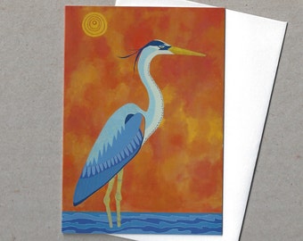 Blue Heron Set of 7 Greeting Card Pack by Casey Craig