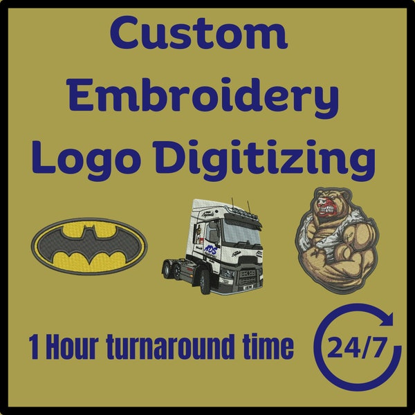 Custom Embroidery Digitizing, Logo Digitizing, Embroidery Digitizing Service, Image Digitizing Embroidery, Custom Digitize, PES, DST, EMB