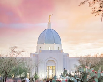 Templo de Tucson, Arizona, al atardecer Retrato vertical