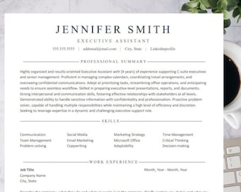 Executive Assistant Resume Template - ATS Friendly, Simple