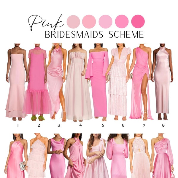 Customized Mismatched Bridesmaids Template - Expert Styling for Bridal Parties | Personalized Color Palettes & Bridesmaid Dress Options
