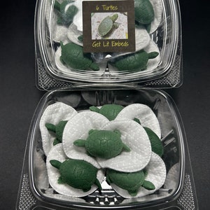 6 Small Dark Green Turtle Parasoy unscented Wax Embeds