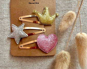 Haarspangen | Clips | Herzspange  Accessoires Mädchenhaarspange | Glitzerstern | Sternspange |Geburtstagsgeschenk | Ostergeschenk Karneval