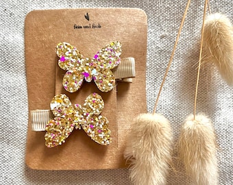 Butterfly hair clips gold, hair clips, accessories girls hair clip, glitter clip, gift idea, cheap birthday gift