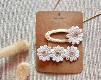 Blumen Haarspangen 2er Set, Gänseblümchen, Haarclips, weiße Blüten Spange, Mädchen Haaraccessoires, Geschenkidee, SnapClips