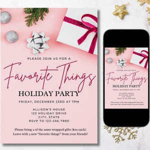 Favorite Things invitation, Favorite Things party, Favorite Things holiday party, holiday invitation, instant download, editable invitation
