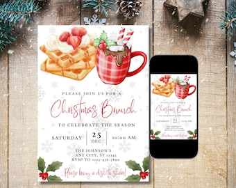 Christmas Brunch invite, Christmas brunch evite, Christmas party invitation, Christmas breakfast invite, instant download, editable invite