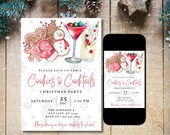 Cookies and cocktails, cookie party invite, cocktail party, cookie exchange, Christmas cookie exchange, instant download, editable invite