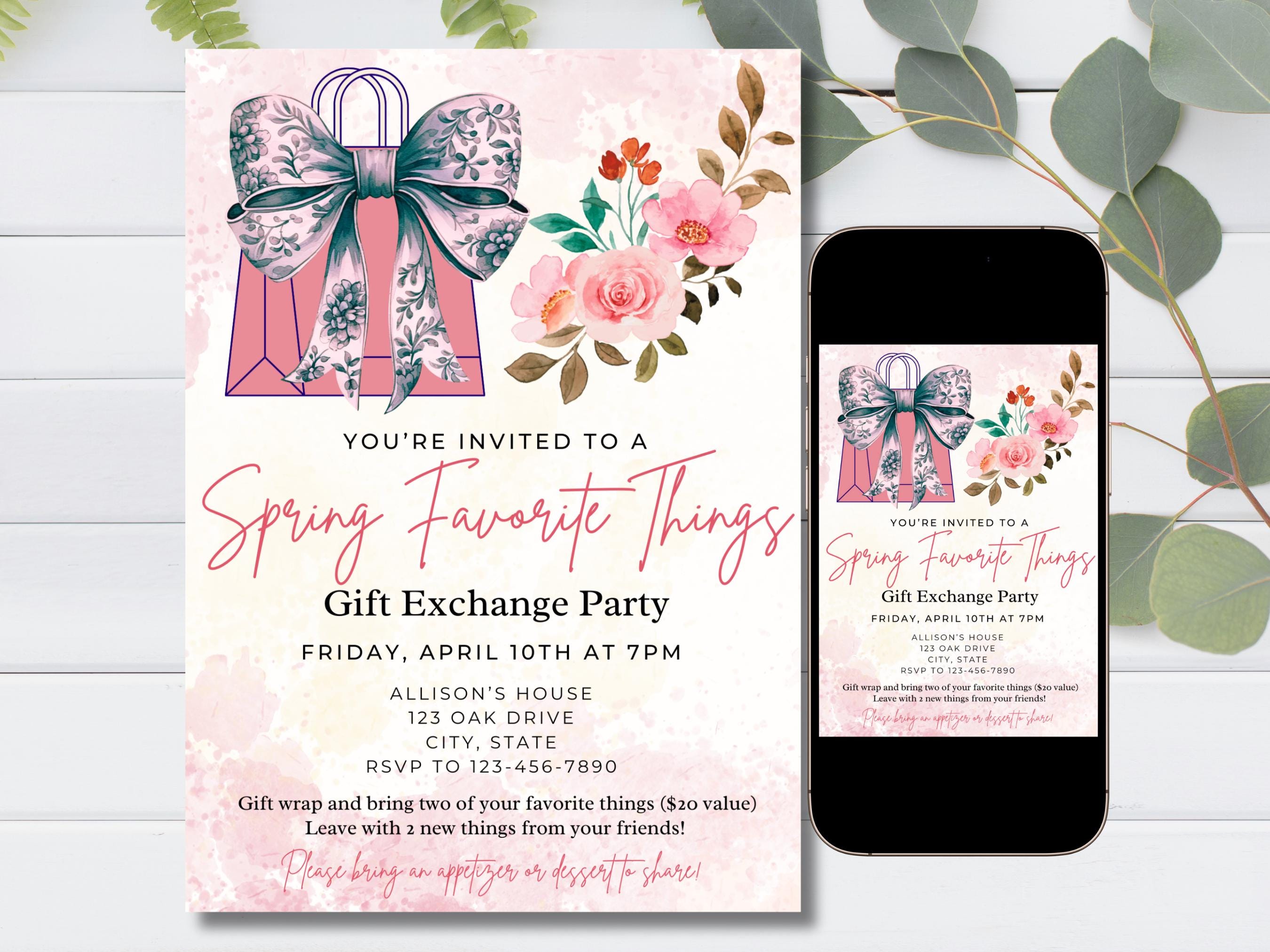 Cute Spring Event Invite Spring Favorite Things Party Invite, Gift Exchange Party Invite, Girls ...