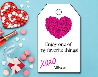 Galentines Lieblingssachen Geschenkanhänger, Valentinstag Lieblingssachen Geschenk, Valentinstag rosa Geschenkanhänger, sofortiger Download, bearbeitbarer Geschenkanhänger