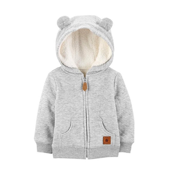 Simple Joys by Carter's Unisex Babies' Hooded Sweater Jacket with Sherpa Lining