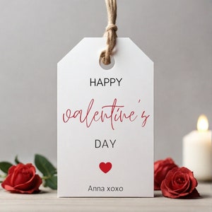 Minimalistische Valentinstag Geschenkanhänger Vorlage, Liebe Herz Geschenkanhänger, bearbeitbare Valentinstag Geschenkanhänger, Vorlage für Hangtags, modernes Etikett, Leckerli Etikett