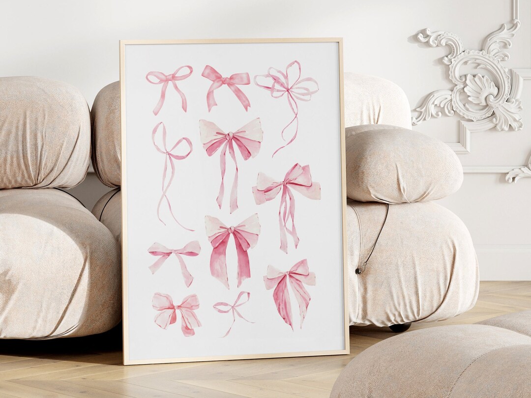 Trendy Pink Bows Wall Art Printable, Coquette Room Decor, Preppy Poster ...