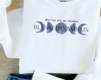 Blessed Samhain! Unisex Heavy Blend™ Crewneck Sweatshirt - Embrace the Shadows, Celebrate Samhain! Great Samhain Gift or Autumn Staple.