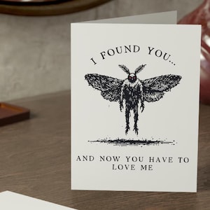 Mothman Valentines Day Card | Cryptid Love Greeting Card | 4.6x6.25 Vertical Matte Card with Envelope | Spooky Cute Paranormal Romance