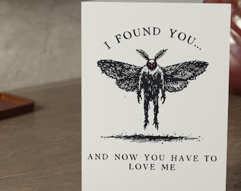 Mothman Valentines Day Card | Cryptid Love Greeting Card | 4.6x6.25 Vertical Matte Card with Envelope | Spooky Cute Paranormal Romance