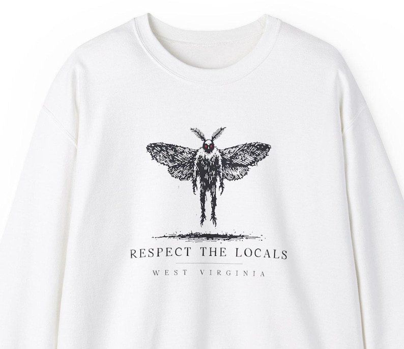 West Virginia Mothman Sweater - Spooky Cryptid Crewneck Graphic for Halloween, Paranormal Enthusiasts, Urban Legend Lovers, and Horror Fans image 2
