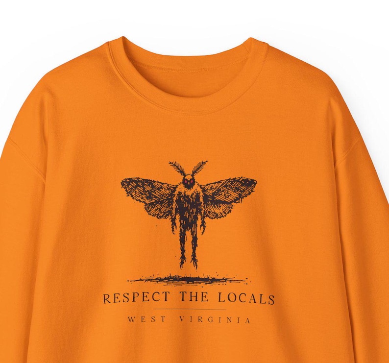 West Virginia Mothman Sweater - Spooky Cryptid Crewneck Graphic for Halloween, Paranormal Enthusiasts, Urban Legend Lovers, and Horror Fans image 7