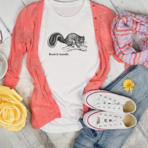 Sassy Wildlife Squirrel Soft Fabric Women&#39;s T-Shirt, Crewneck Funny Squirrel Shirt for Ladies, Cute Gift, Cottage Core, Woodland Animals