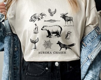 UNISEX Arctic Circle Explorer T-Shirt, Great Aurora Borealis, Natural Earth Science, Northern Lights, Navigation Alaskan Extreme Sports Gift
