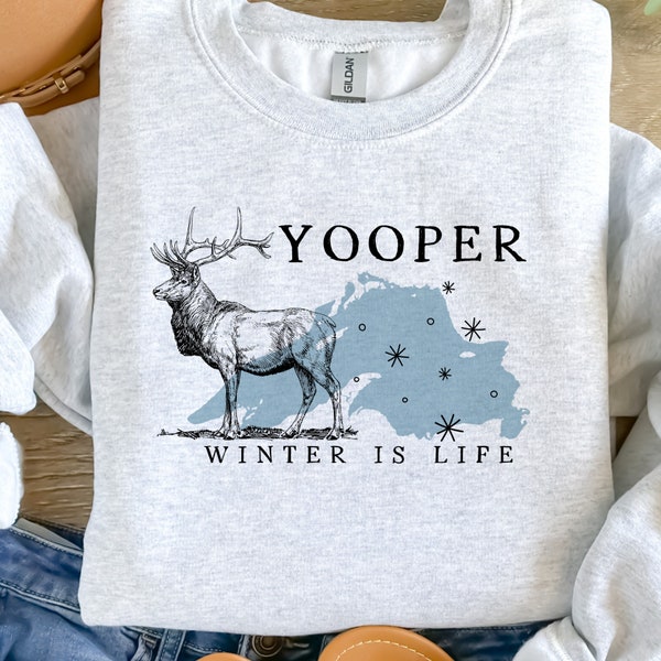 UP Yooper UNISEX Crewneck Sweater - Soft and Cozy Heavy Cotton Blend - Great Gift for Upper Peninsula, Lake Superior, Trolls, ex-yoopers