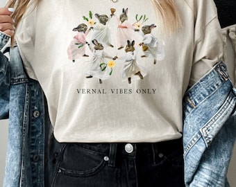 Spring Equinox Cottage Core Heavy Cotton Blend TShirt, Order Larger for Trendy Look, Great Gift for Vernal Equinox, Imbolc, Ostara, Beltane
