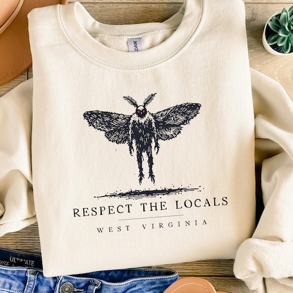 West Virginia Mothman Sweater - Spooky Cryptid Crewneck Graphic for Halloween, Paranormal Enthusiasts, Urban Legend Lovers, and Horror Fans