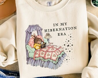 In My Hibernation Era Sweater | Cozy Cottagecore Sleepytime Crewneck | Trendy Oversized Winter Solstice Sweatshirt | Always Tired Aesthetic