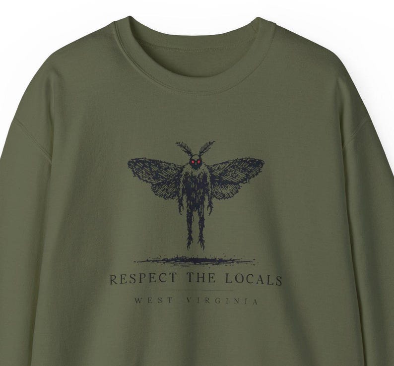 West Virginia Mothman Sweater - Spooky Cryptid Crewneck Graphic for Halloween, Paranormal Enthusiasts, Urban Legend Lovers, and Horror Fans image 8