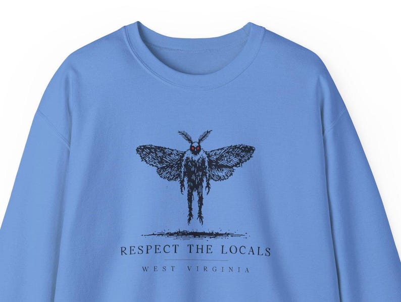 West Virginia Mothman Sweater - Spooky Cryptid Crewneck Graphic for Halloween, Paranormal Enthusiasts, Urban Legend Lovers, and Horror Fans image 9