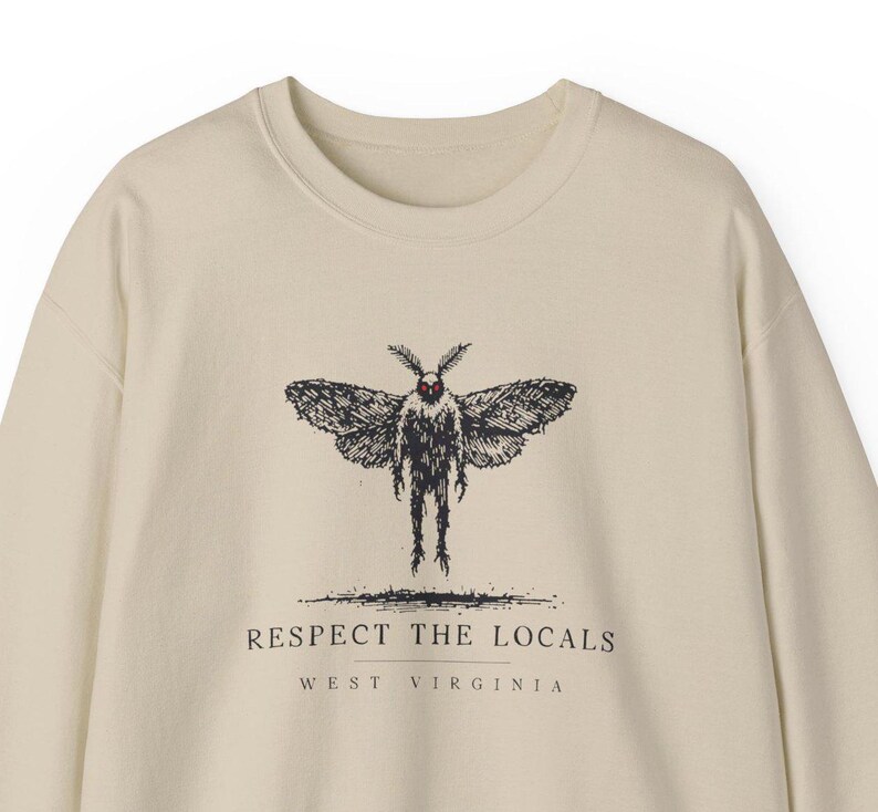 West Virginia Mothman Sweater - Spooky Cryptid Crewneck Graphic for Halloween, Paranormal Enthusiasts, Urban Legend Lovers, and Horror Fans image 4