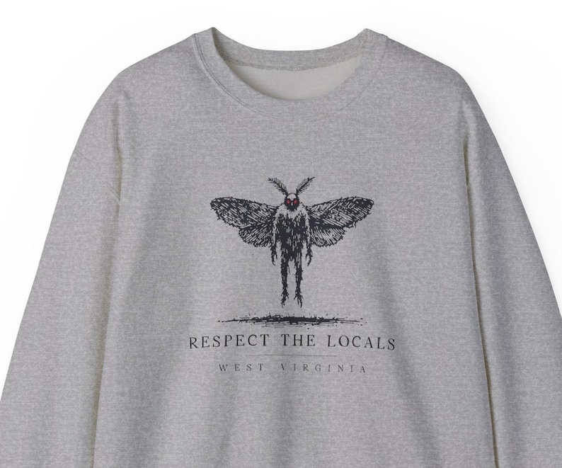 West Virginia Mothman Sweater - Spooky Cryptid Crewneck Graphic for Halloween, Paranormal Enthusiasts, Urban Legend Lovers, and Horror Fans image 5