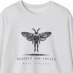 West Virginia Mothman Sweater - Spooky Cryptid Crewneck Graphic for Halloween, Paranormal Enthusiasts, Urban Legend Lovers, and Horror Fans image 3