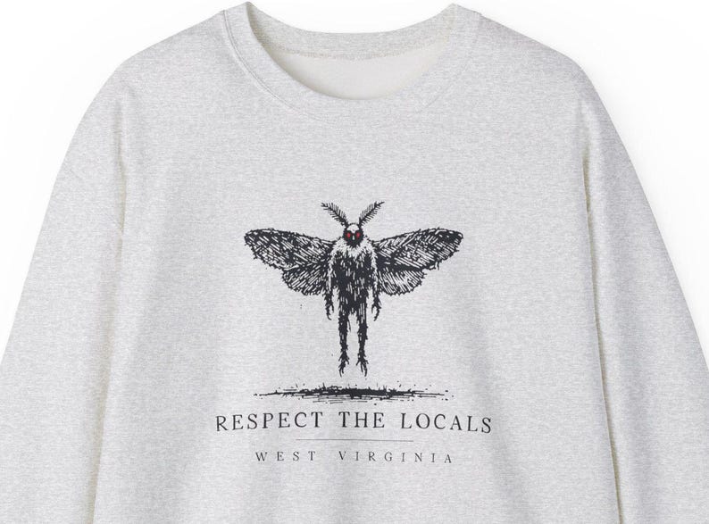 West Virginia Mothman Sweater - Spooky Cryptid Crewneck Graphic for Halloween, Paranormal Enthusiasts, Urban Legend Lovers, and Horror Fans image 3