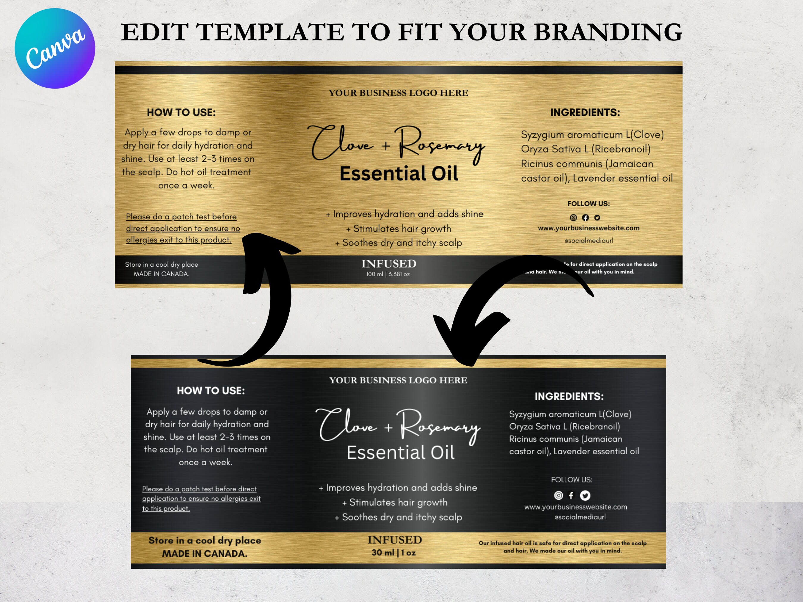 DIY Custom Label Template, Editable Product Label, Dropper Bottle Label ...