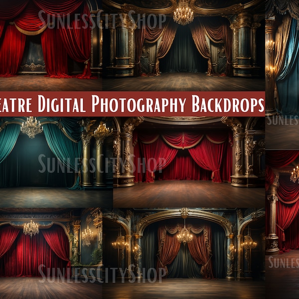 53 Theatre Digital Backdrops, Digital art, backdrops, background, maternity, birthday, wedding, love, elegant