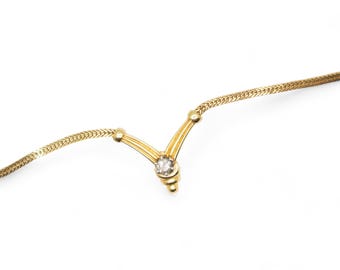 0.25 Ct. White Diamond Necklace in 14k Yellow Gold Italy