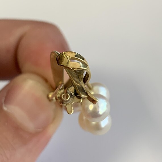 14k Yellow Gold Brooch With Pearls 6.10g - image 3