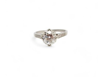 2.01 Cttw. Cushion White Diamond Platinum Vintage Ring 5.25 Us Gia Certified