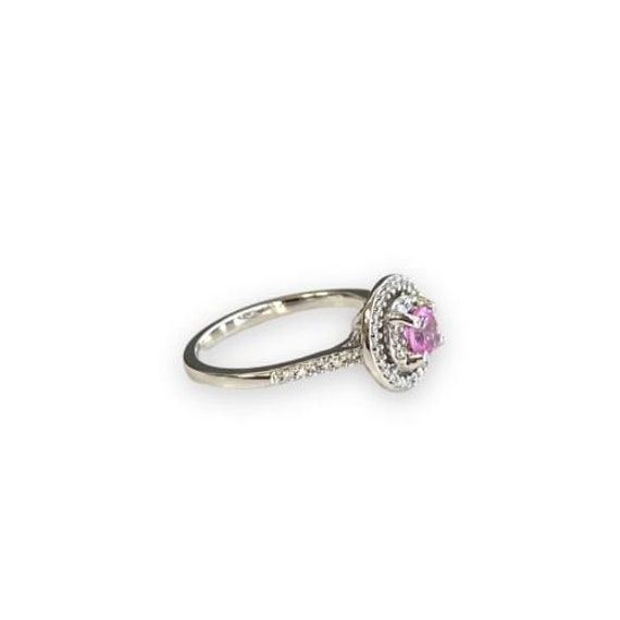 Round Pink Spinel With Diamond Halo Coctail Ring … - image 4