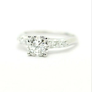 Platinum Vintage Round Cut Diamond Solitaire Accent Engagement Ring 4.75us